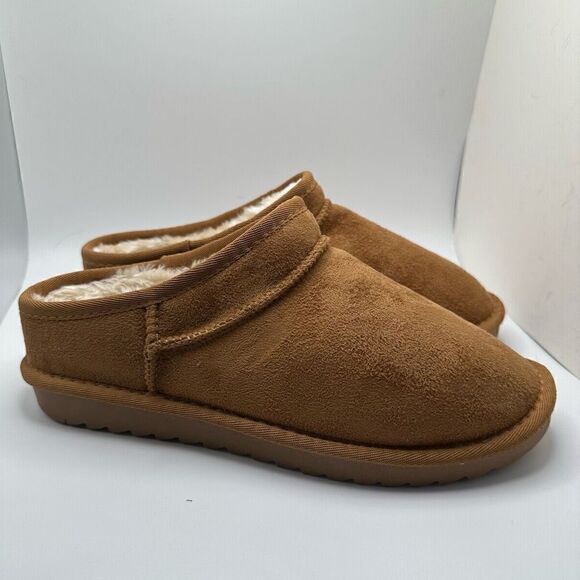 CUSHIONAIRE Women's Faux Shearling Genuine Suede cozy mule slippers +Memory Foam - Picture 1 of 7